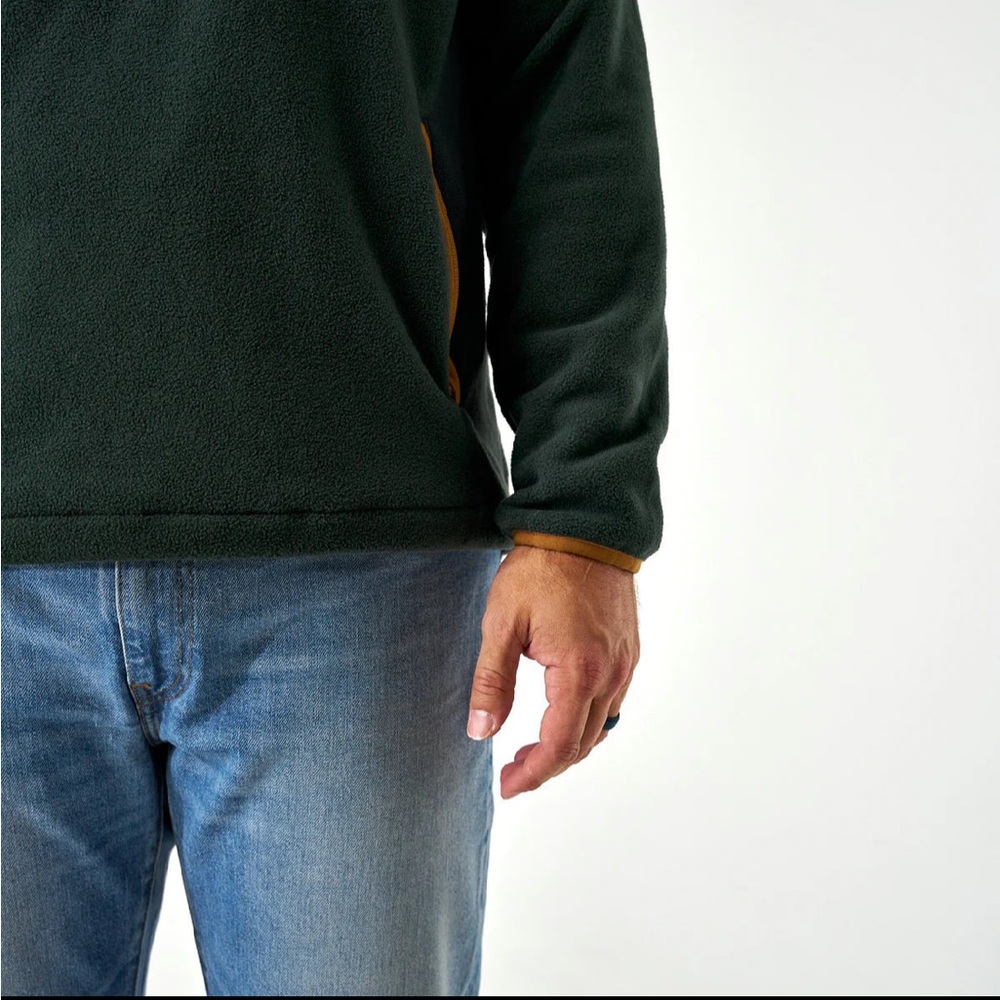 BURLEBO DARK OLIVE MICRO FLEECE PULLOVER - Picture 5 of 6